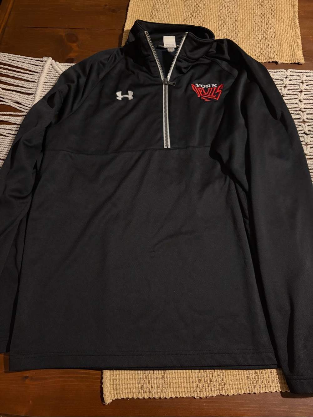Under Armour Black Quarter-Zip Pullover with Red York Devils Hockey Emblem